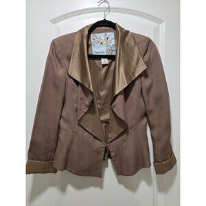 Tabitha Brown Jacket With Satin Trim Size 6 100% Tencel & Silk Blend